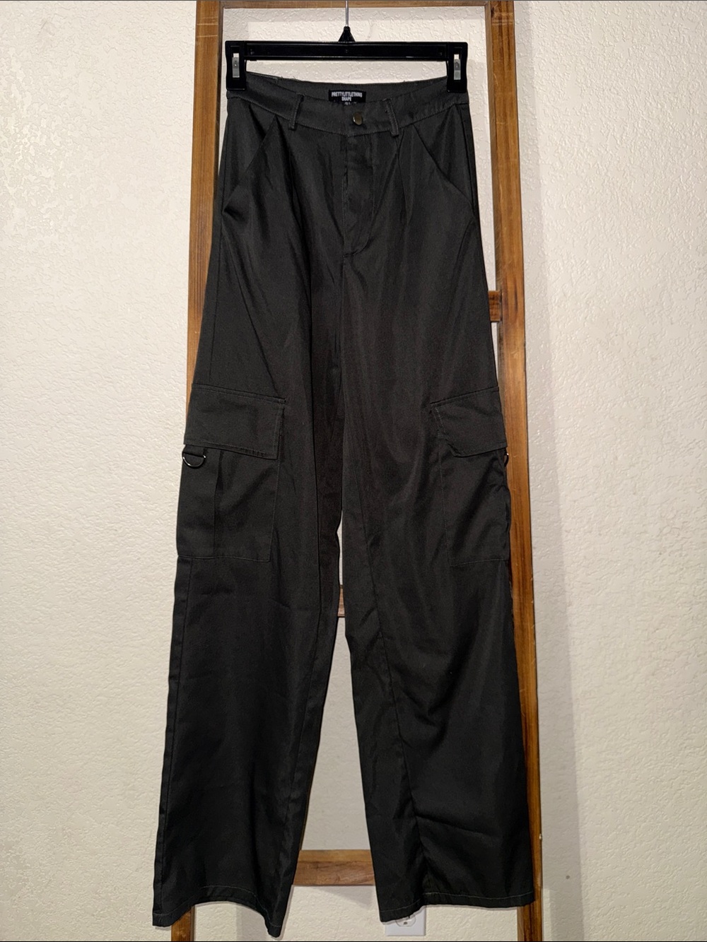PrettyLittleThing Black Wide Leg Cargo Pants